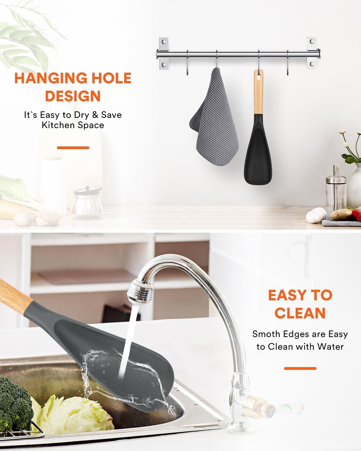 Badiano Nonstick Safe Silicone Spoon – Baby Safe Family Kitchen Tool, Chemical Free