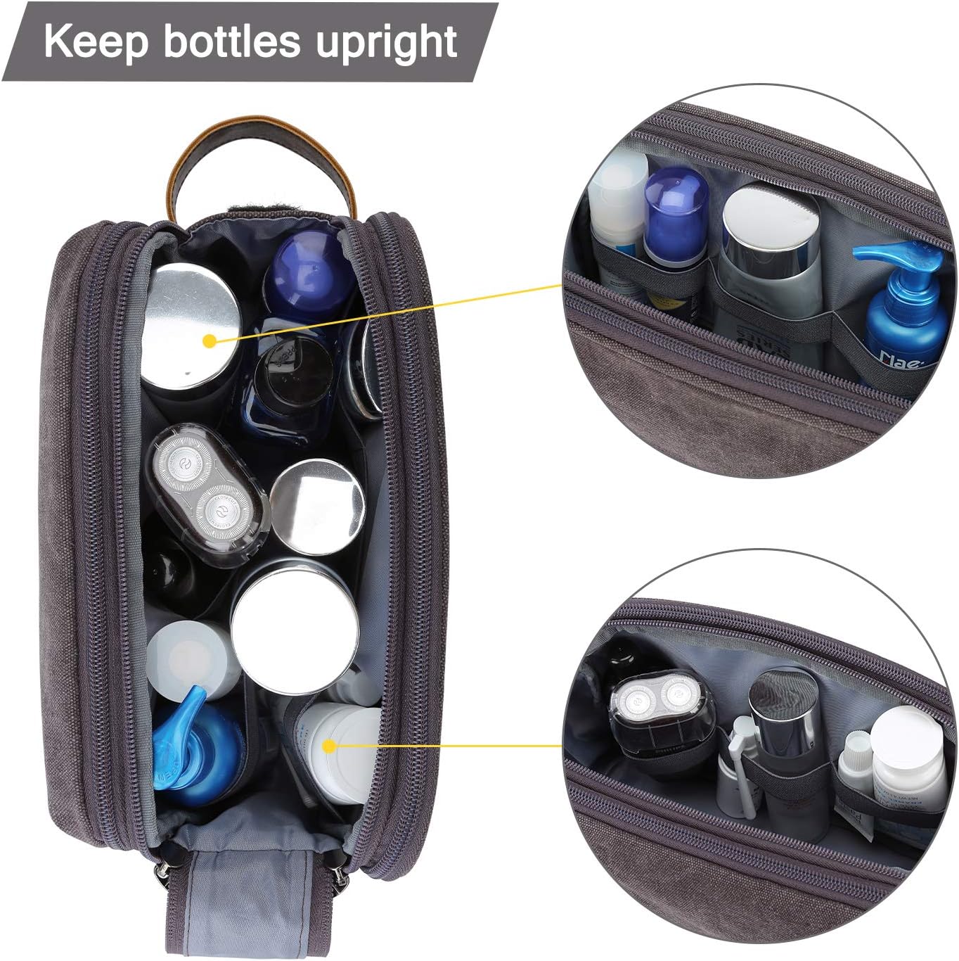 BAGSMART Canvas Dopp Kit – Business Travel Toiletry Organizer, Carry-On Ready Pouch