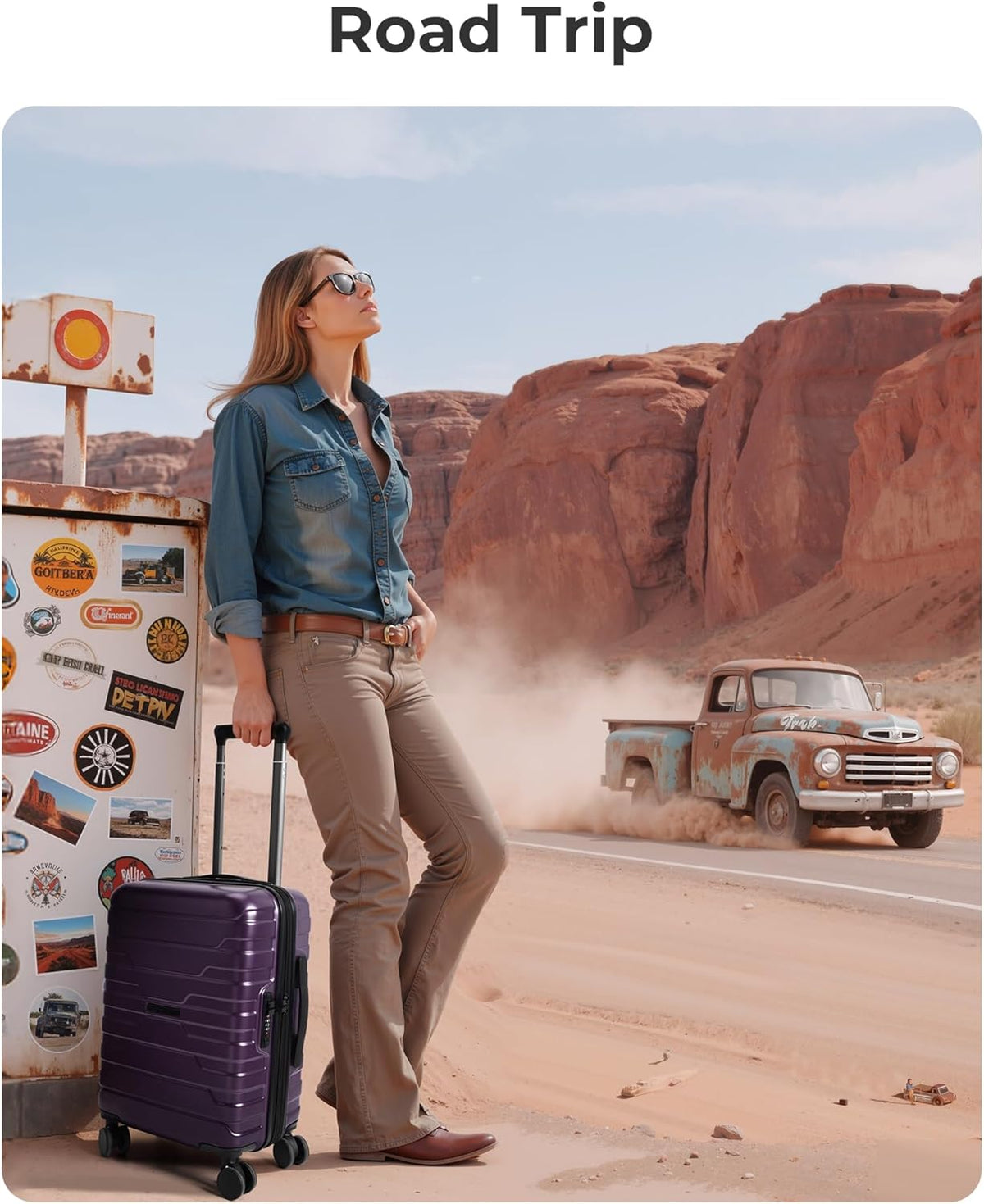 BAGSMART Expandable Carry On Suitcase – 20 Inch Travel Bag for Camping Weekends, Polycarbonate Shell with TSA Lock