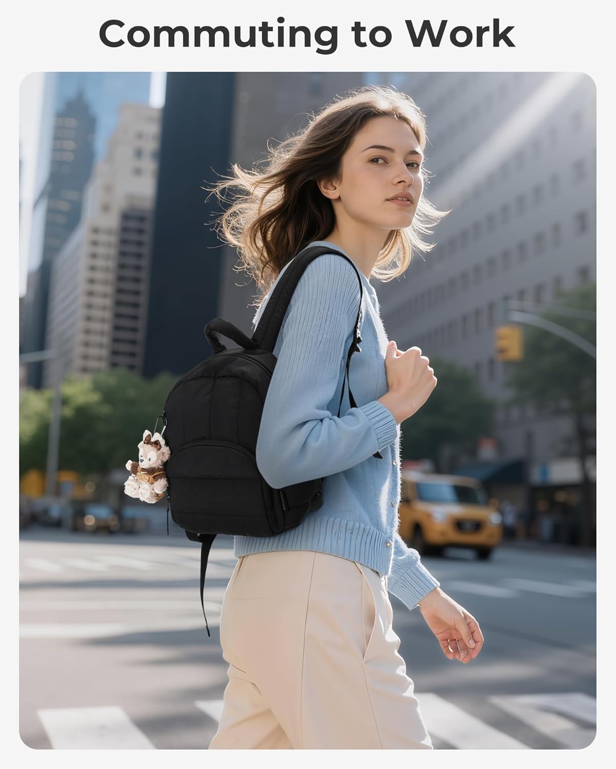 BAGSMART Mini Backpack for Women – Outdoor Day-Trip Backpack with Side Water Bottle Pocket, Quilted Puffer Purse