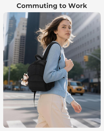 BAGSMART Mini Backpack for Women – Outdoor Day-Trip Backpack with Side Water Bottle Pocket, Quilted Puffer Purse