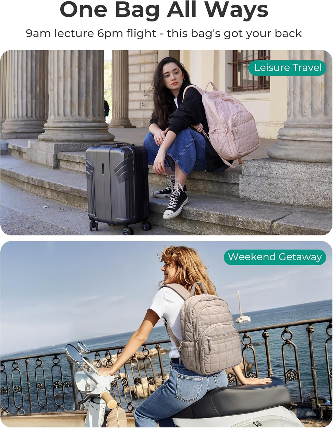 BAGSMART Padded Laptop Backpack for Women – Ergonomic Carry That Eases Shoulder Strain