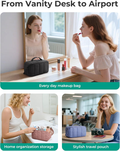 BAGSMART Puff Pouch – Premium Quilted Cosmetic Case, Elevated Vanity Organizer for the Connoisseur
