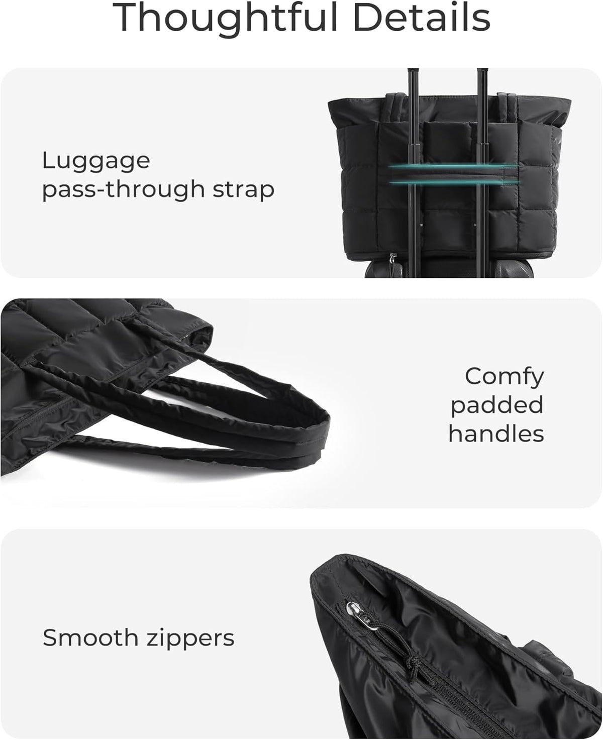 BAGSMART Quilted Carry-On Tote – Travel Tote for Road Trips, Picnics, and Outdoor Escapes