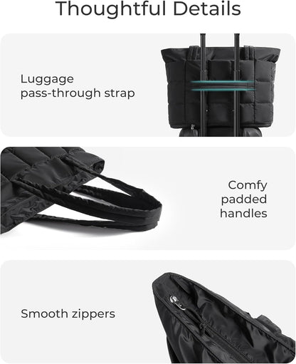 BAGSMART Quilted Carry-On Tote – Travel Tote for Road Trips, Picnics, and Outdoor Escapes