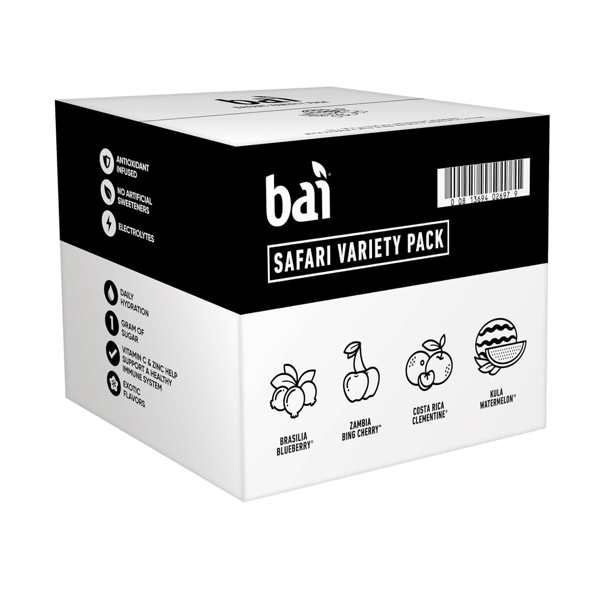 Bai Flavored Infused Beverage – Family Fridge Hydration with Vitamin C and Zinc, No Artificial Sweeteners Kids Favorite, 18 fl oz, 6 Pack