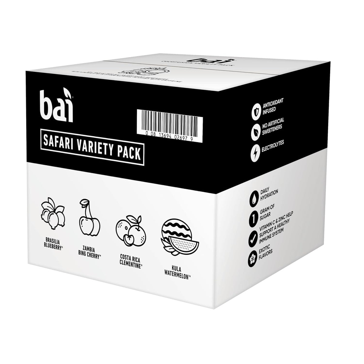 Bai Flavored Infused Beverage – Family Fridge Hydration with Vitamin C and Zinc, No Artificial Sweeteners Kids Favorite, 18 fl oz, 6 Pack