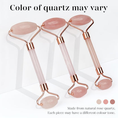 BAIMEI IcyMe Authentic Rose Quartz Roller & Gua Sha – Premium Crystal Skincare Set for Her, Spa-Grade Facial Sculpting