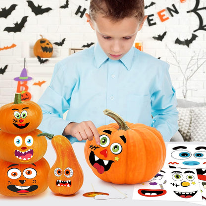 BainGsek 26 Pack Pumpkin Face Stickers – Fun Halloween Party Favor Gift for Kids, Classmates, and Party Guests