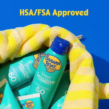 Banana Boat Sheer Sensitive Body Lotion SPF 50 – Dermatologist and Pediatrician-Tested Sun Protection for Reactive Skin, 6oz