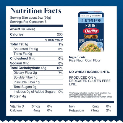 Barilla Gluten Free Rotini Pasta (4 Pack) - Thoughtful Pantry Gift for Gluten-Free Friends and Family
