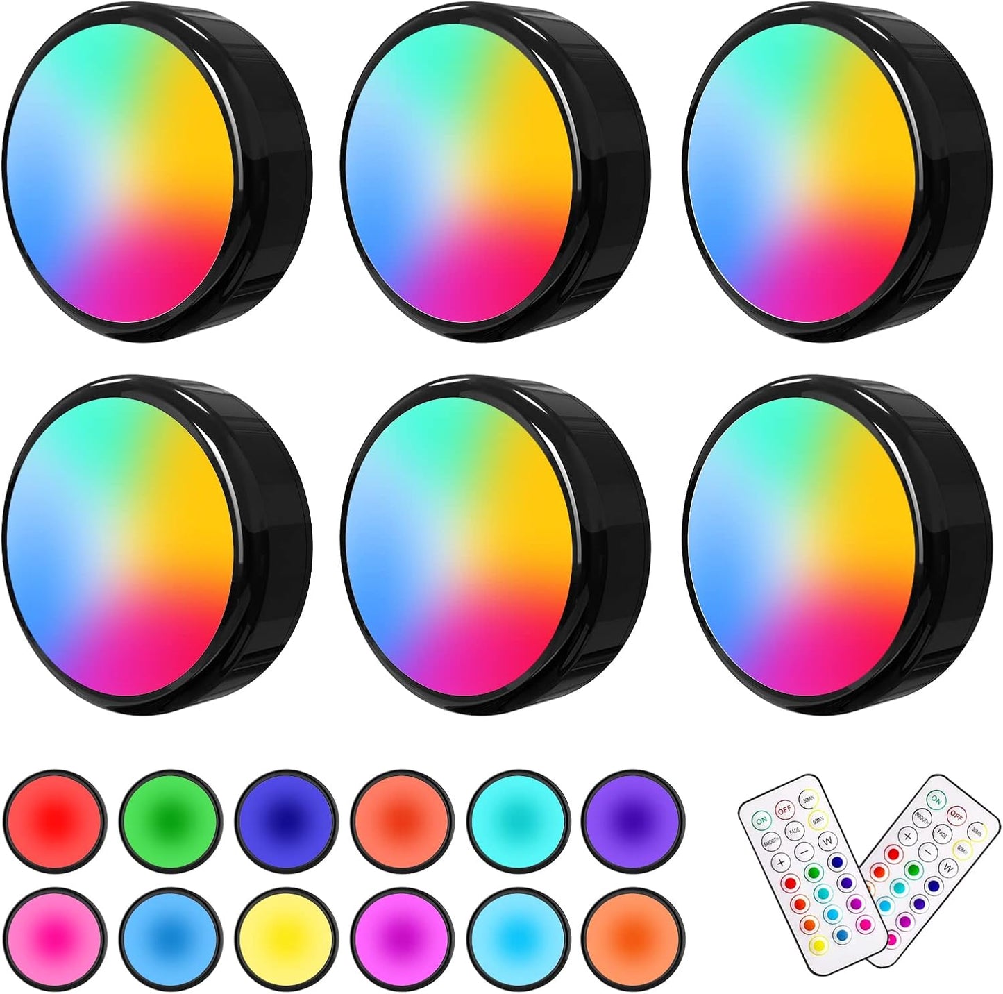 battery powered by 3 aa cells per puck with no wiring or outlet required