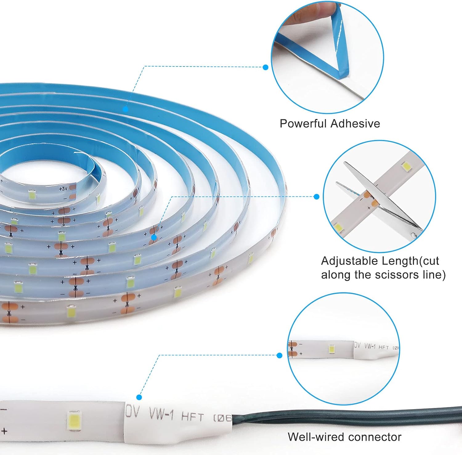 Battery Powered LED Strip Lights 9.8ft Warm White Cool White for Bedroom and Living Room Ambiance