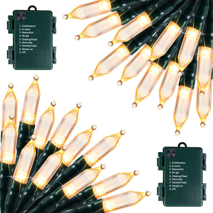 battery powered via 3 aa batteries per strand (no outlet required)