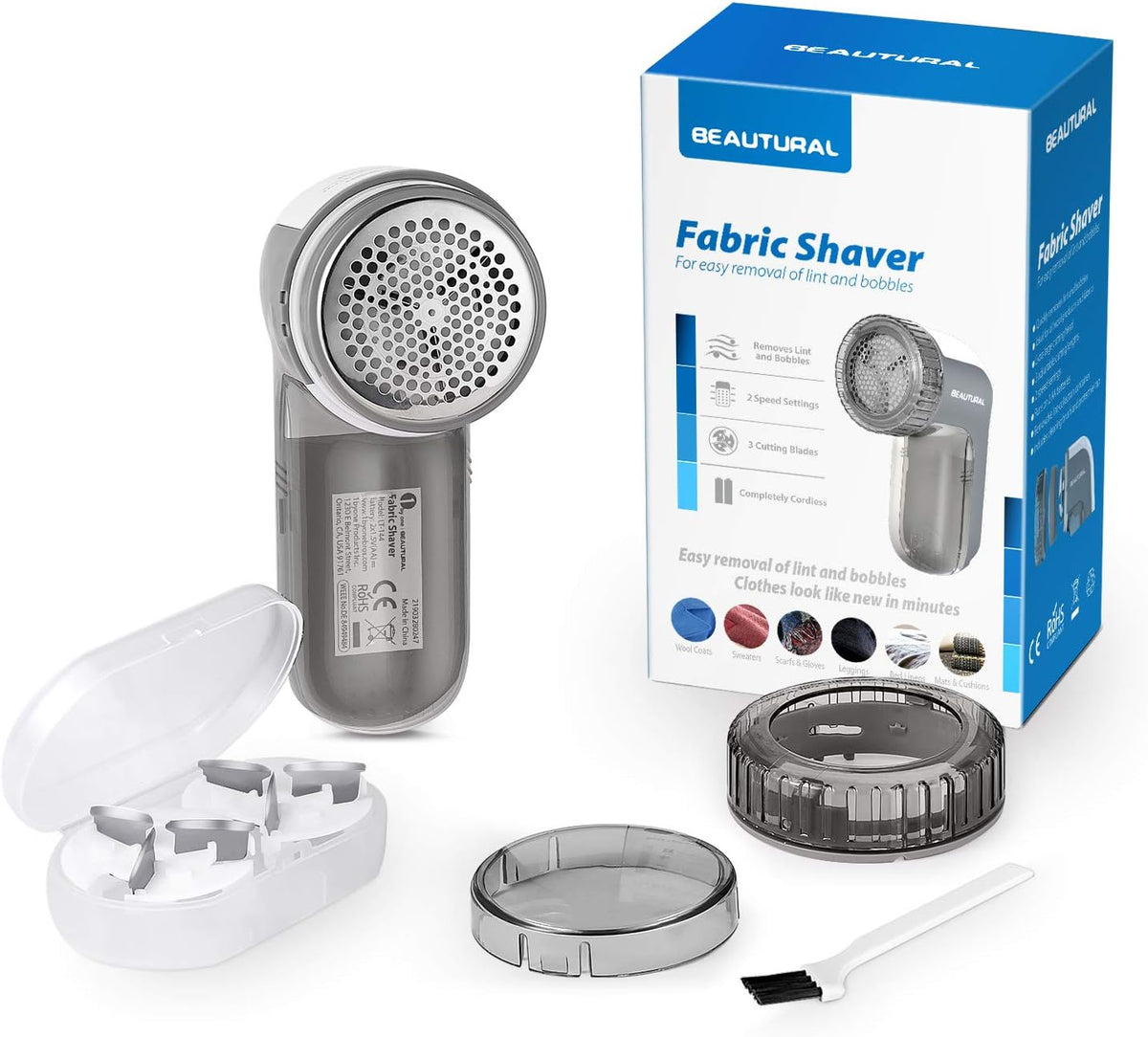 BEAUTURAL Fabric Shaver and Lint Remover, No-Cut Sweater Shaver with Safety Lock for Home Use