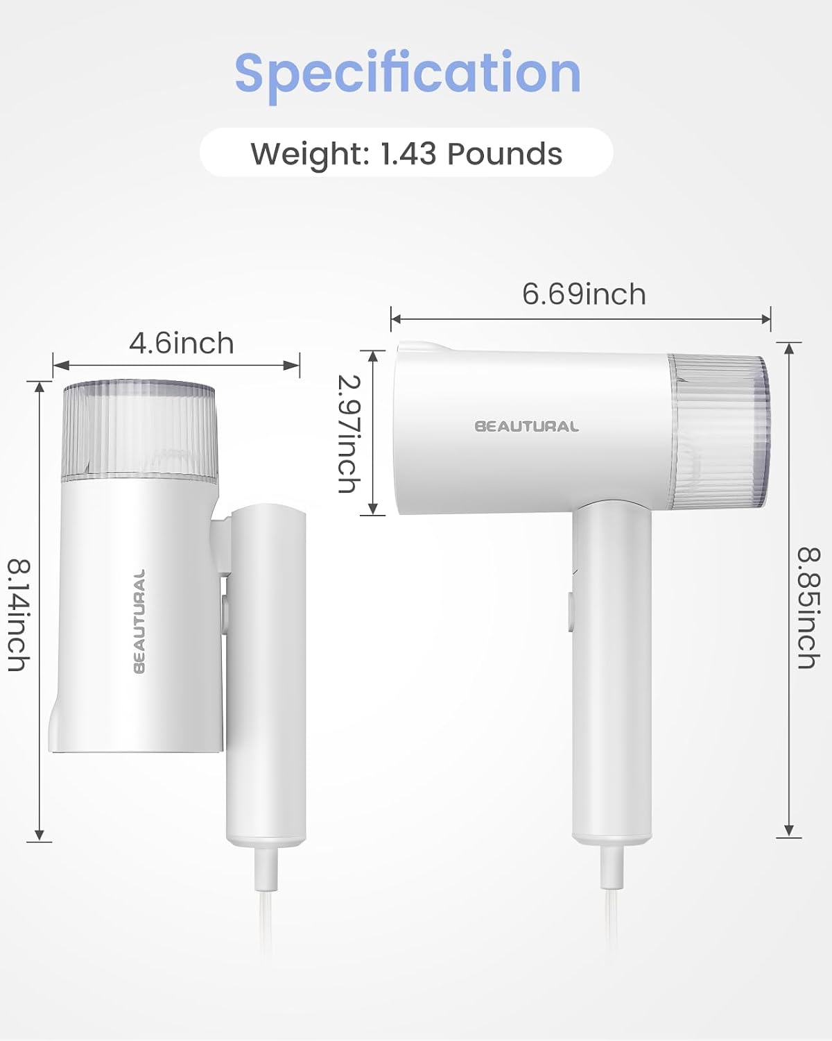 BEAUTURAL Travel Steamer for Clothes – 1000W Foldable Steamer for Daily Outfit Refresh Between Meetings and Classes