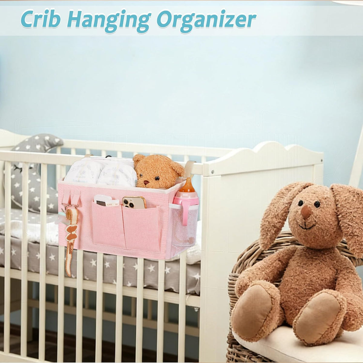 Bedside Hanging Organizer – College Student Caddy for Bunk Bed Rails, Maximizes Study Space