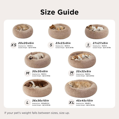 Bedsure Calming Donut Pet Bed – Thoughtful New Puppy or Kitten Gift, 30 inch Washable Round Cat and Dog Bed in 18 Colors