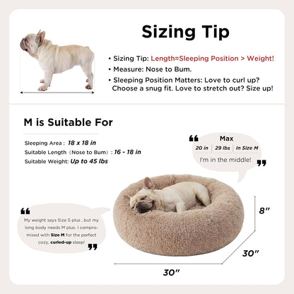 Bedsure Calming Donut Pet Bed – Thoughtful New Puppy or Kitten Gift, 30 inch Washable Round Cat and Dog Bed in 18 Colors