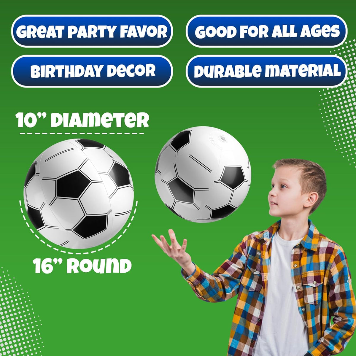 Bedwina Inflatable Soccer Balls (Pack of 12) 16-inch – Fun Birthday Gift Idea for Kids Who Love Sports and Outdoor Play