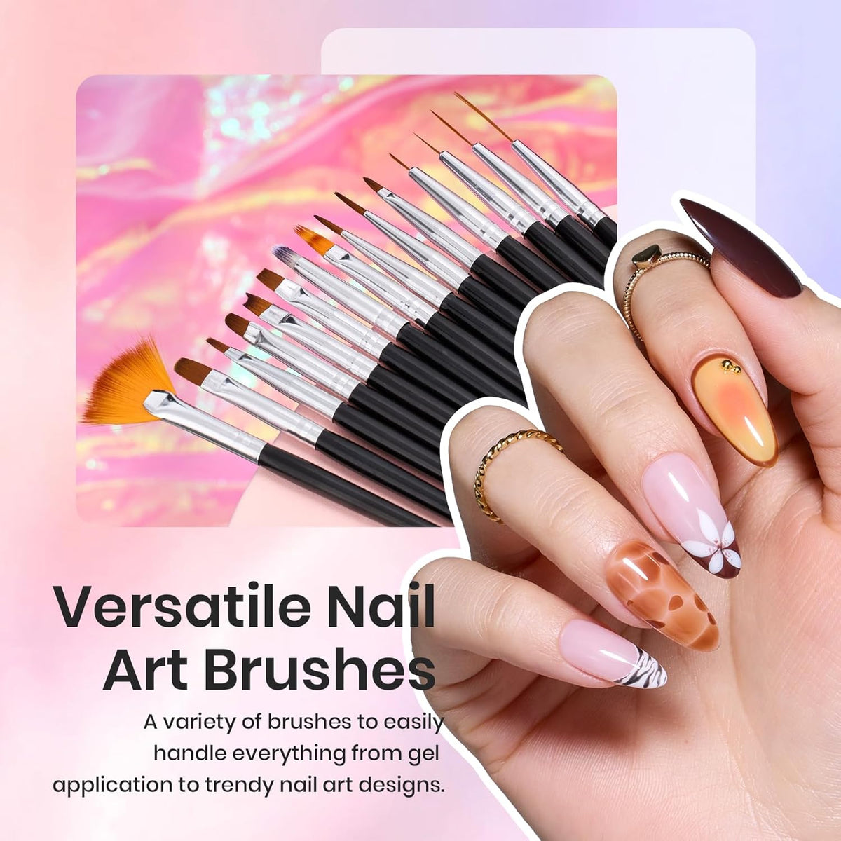 Beetles 31-Piece Nail Art Brush Set in Neutral Black – Streamlined DIY Manicure Kit for Clean, Uncluttered Vanity Spaces