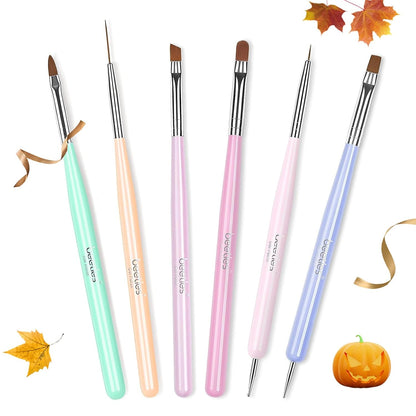 Beetles Gel Polish Nail Art Brushes – Cosmetology Student Practice Set, 6-Piece Manicure Pens for Nail School Training Desk