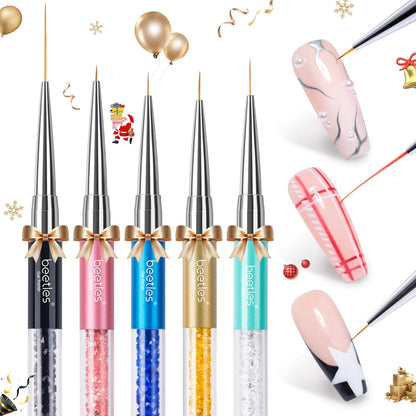 Beetles Gel Polish Nail Art Liner Brushes – Simple 5-Size Pen Set for Clean Minimalist Manicures