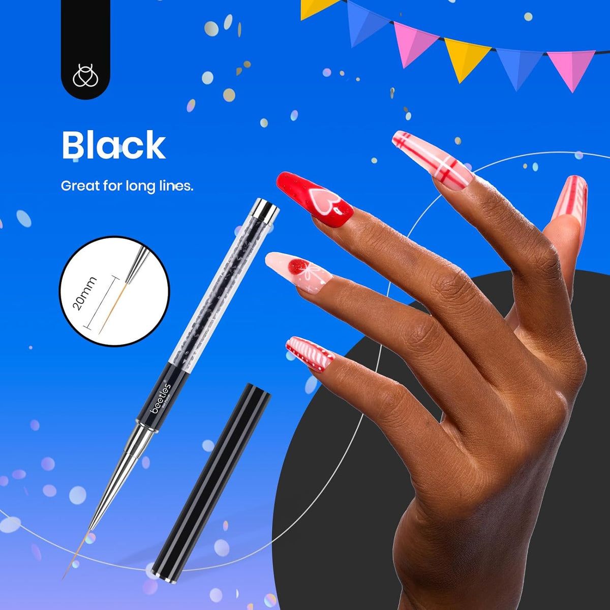 Beetles Gel Polish Nail Art Liner Brushes – Simple 5-Size Pen Set for Clean Minimalist Manicures