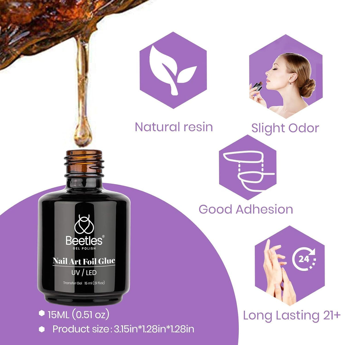 Beetles Nail Foil Transfer Gel Polish – Wind-Down DIY Manicure Essential, 15ml LED Cure Soak-Off Gel for Personal Care Routines