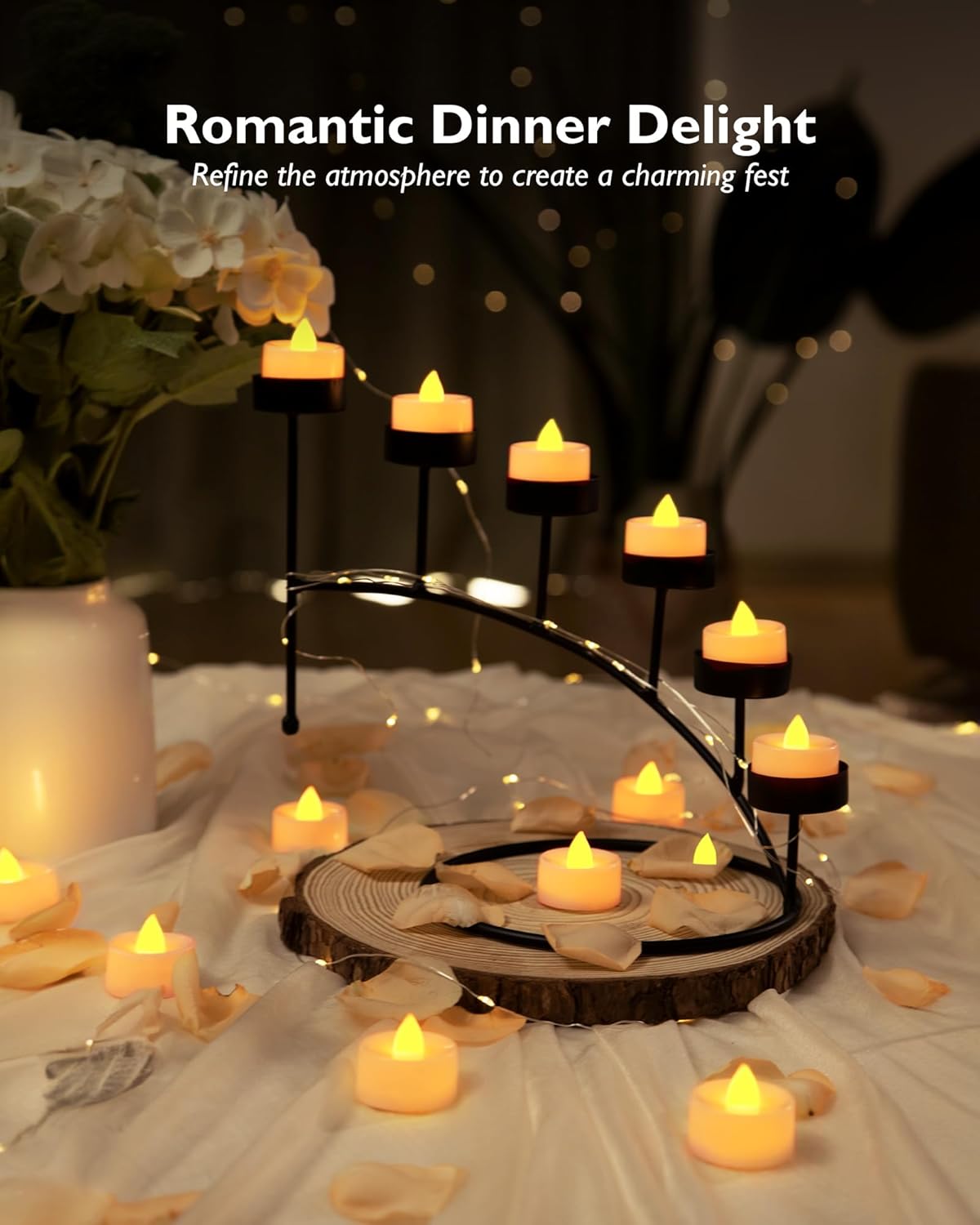 BEICHI Flameless Tea Lights with Timer – Fireproof Flickering LED Votives for Wall Sconces and Tabletop Holders, Pack of 12