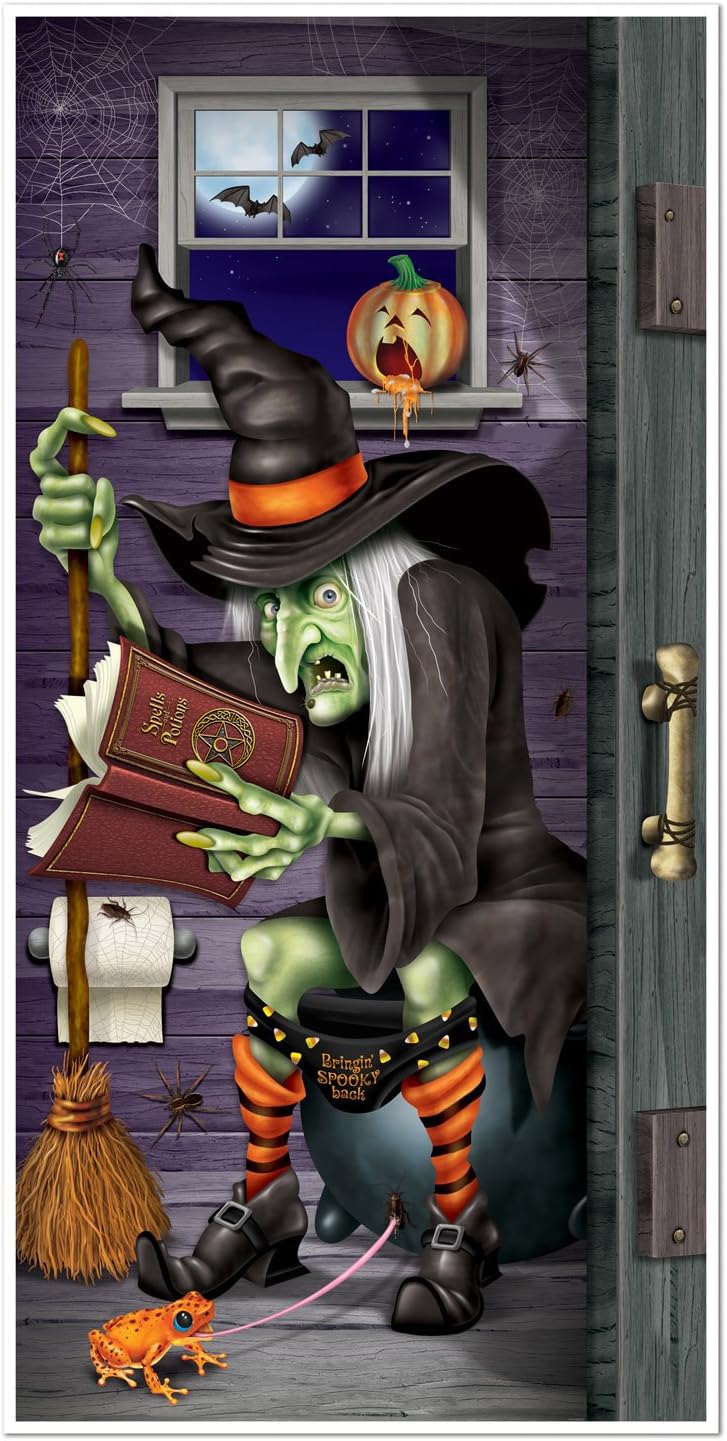Beistle Skeleton Restroom Door Cover Party Accessory Halloween Hostess Gift for Party Throwers