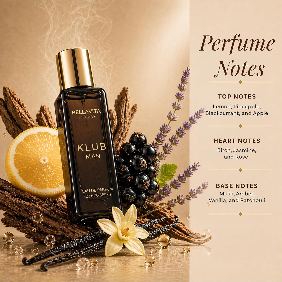 BellaVita Compact Cologne Quartet for Active Men – TSA-Approved 20ml Sprays for Camping, Patio Dinners & Outdoor Date Nights