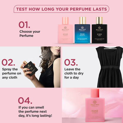 Bellavita Luxury ROSE Eau de Parfum – Elegant 100 ml Signature Scent for Evening Events and Date Nights
