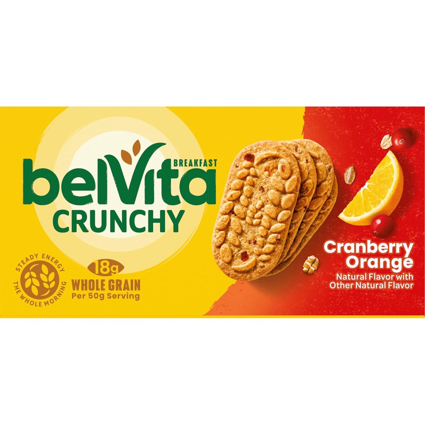belVita Cranberry Orange Breakfast Biscuits – Clean-Label Morning Fuel with No HFCS or Artificial Sweeteners, 8 Packs of 4