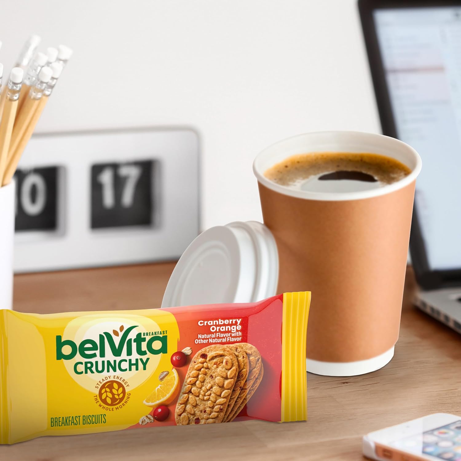 belVita Cranberry Orange Breakfast Biscuits – Clean-Label Morning Fuel with No HFCS or Artificial Sweeteners, 8 Packs of 4