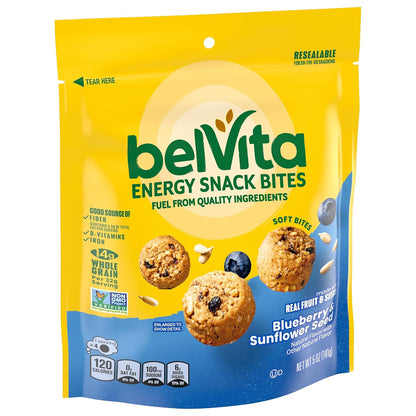 belVita Energy Snack Bites Blueberry Sunflower Seed – Clean Label Snack for Mindful Pantry Stocking