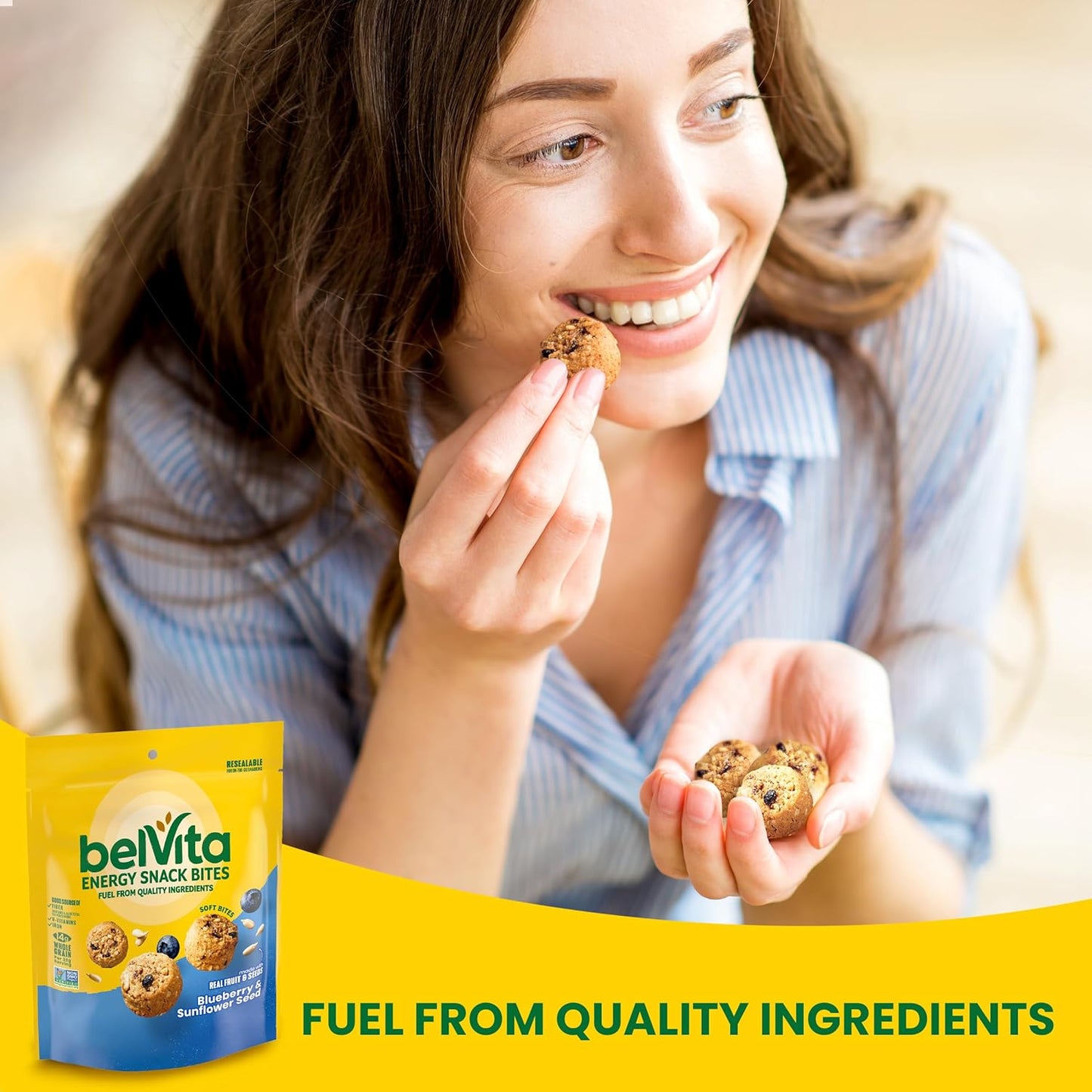 belVita Energy Snack Bites Blueberry Sunflower Seed – Clean Label Snack for Mindful Pantry Stocking