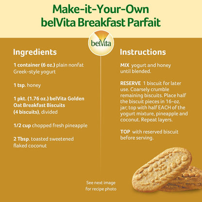belVita Golden Oat Breakfast Biscuits, 12-Pack — Whole Grain Clean-Label Snack for Health-Conscious Adults