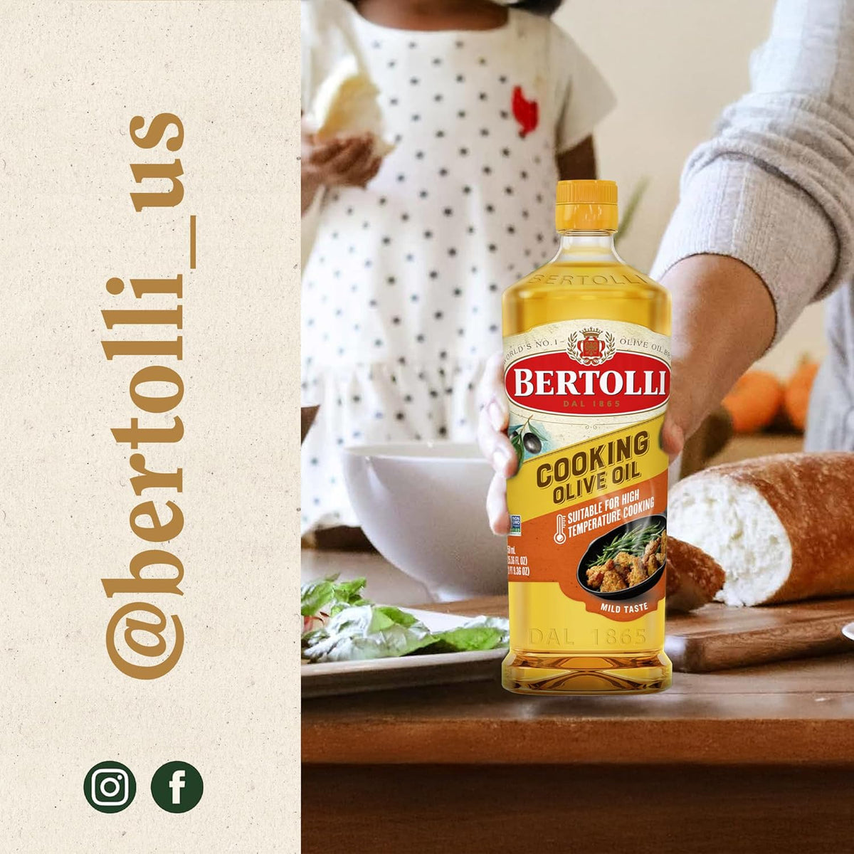 Bertolli Cooking Olive Oil – Gluten Free and Vegan Certified Oil for Whole Food Diet Meal Prep at Home