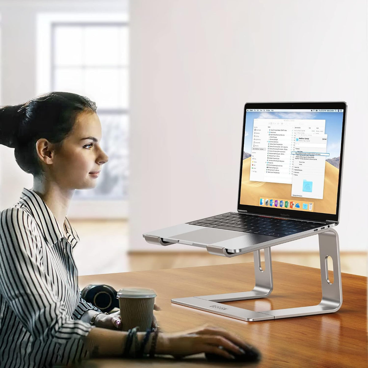 BESIGN LS03 Aluminum Laptop Riser – Adjustable Notebook Stand for Posture Support and Shoulder Pain Relief at Home