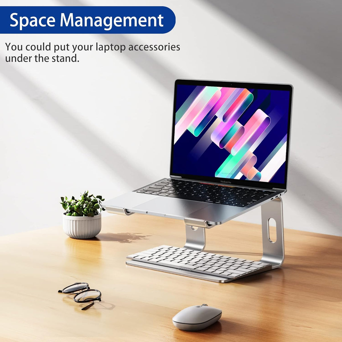 BESIGN LS03 Aluminum Laptop Riser – Adjustable Notebook Stand for Posture Support and Shoulder Pain Relief at Home