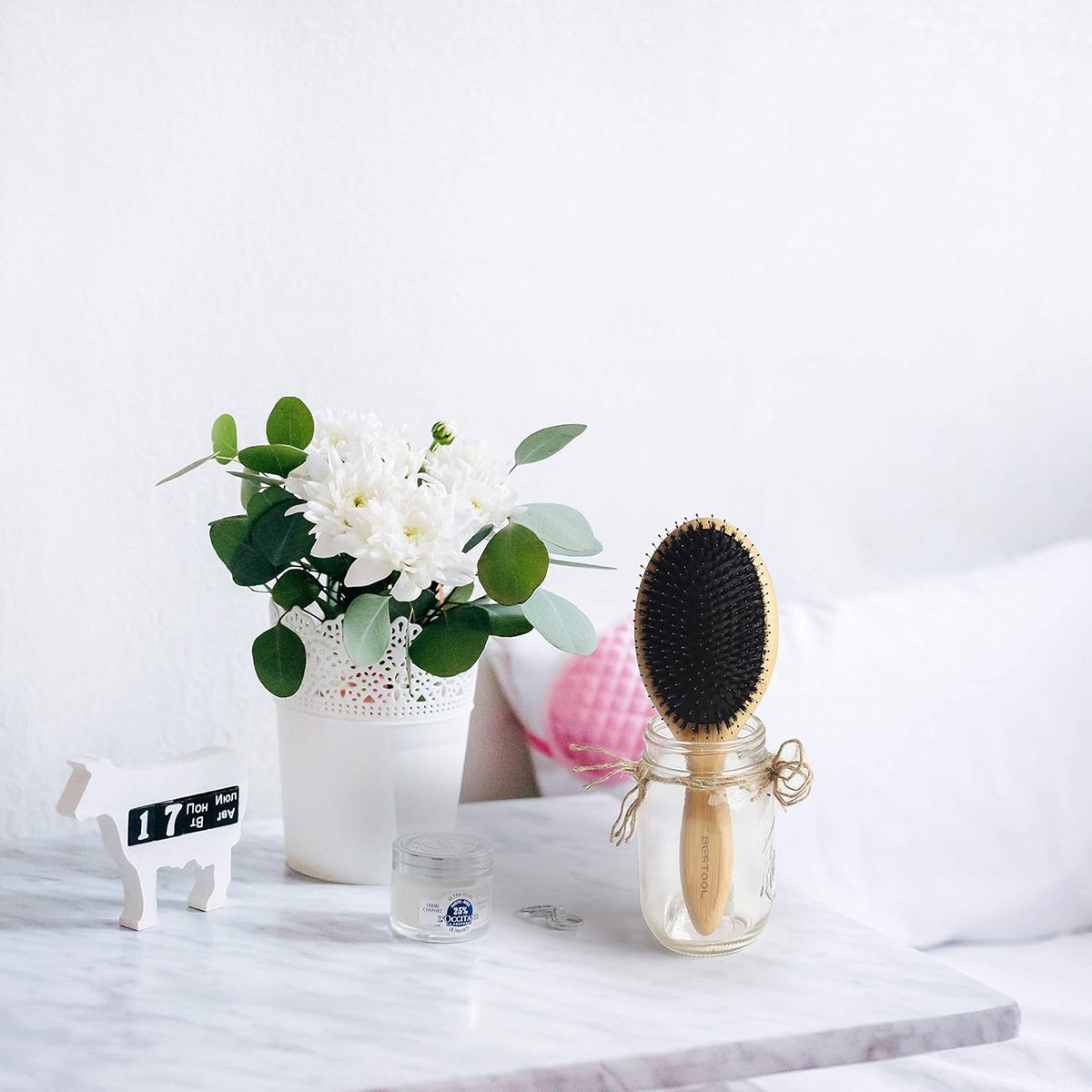 BESTOOL Natural Hair Brush – Romantic Valentine's Day Present for Her with Premium Travel Bag