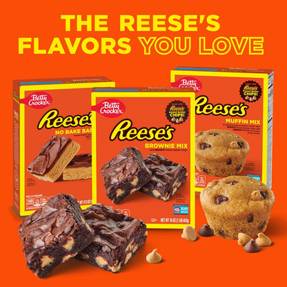 Betty Crocker REESE'S No-Bake Peanut Butter Bars – Kid-Friendly Weeknight Treat for Family Dinner Table, 15 Servings