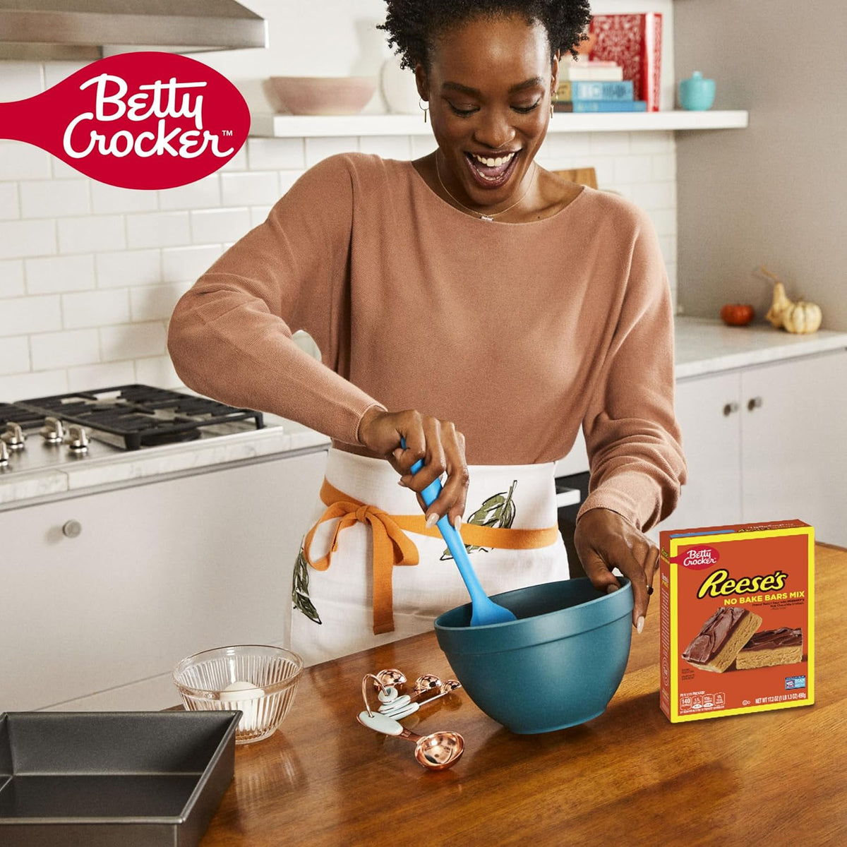 Betty Crocker REESE'S No-Bake Peanut Butter Bars – Kid-Friendly Weeknight Treat for Family Dinner Table, 15 Servings