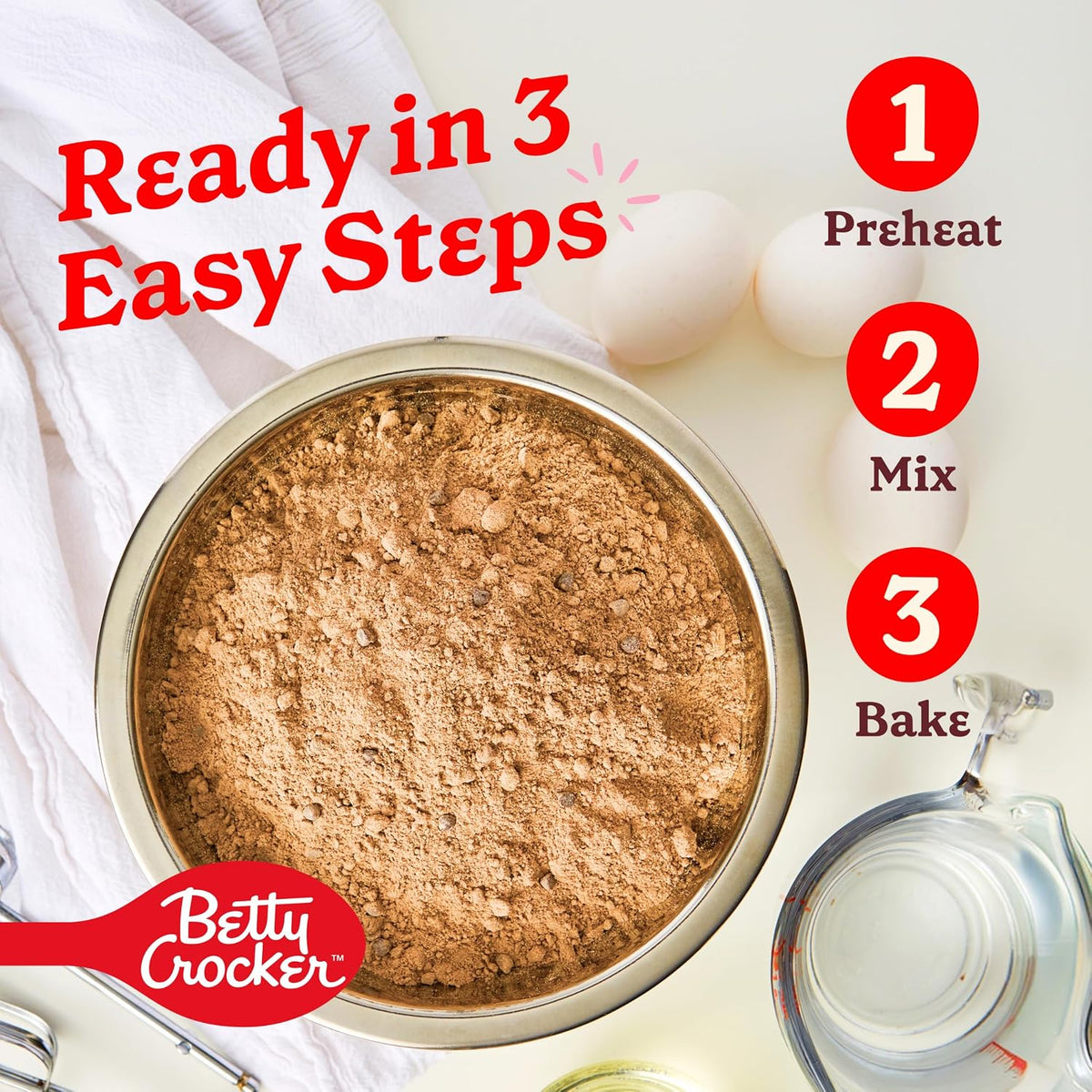 Betty Crocker Super Moist Triple Chocolate Fudge Cake Mix for Potluck Hosting, Reliable Moist Chocolate Cake 13.25 oz