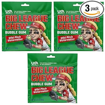 Big League Chew Cotton Candy Bubble Gum 3-Pack - Nostalgic Baseball Stocking Stuffer and Small Gift for Young Athletes