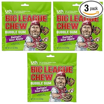 Big League Chew Cotton Candy Bubble Gum 3-Pack - Nostalgic Baseball Stocking Stuffer and Small Gift for Young Athletes