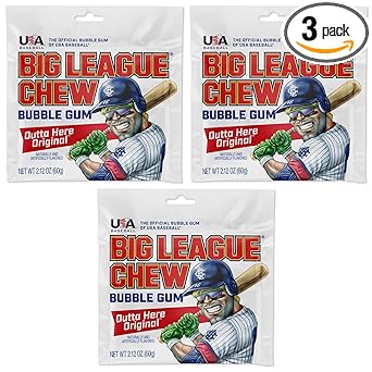 Big League Chew Cotton Candy Bubble Gum 3-Pack - Nostalgic Baseball Stocking Stuffer and Small Gift for Young Athletes