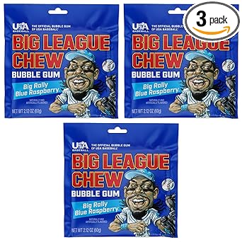 Big League Chew Cotton Candy Bubble Gum 3-Pack - Nostalgic Baseball Stocking Stuffer and Small Gift for Young Athletes