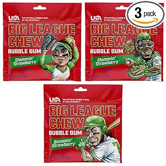 Big League Chew Cotton Candy Bubble Gum 3-Pack - Nostalgic Baseball Stocking Stuffer and Small Gift for Young Athletes
